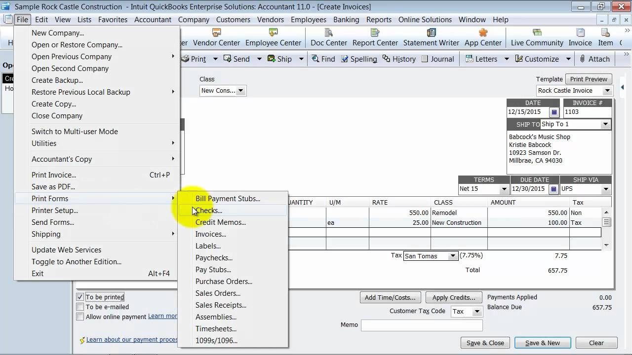 quickbooks training customers and accounts receivable create accounts receivable invoice