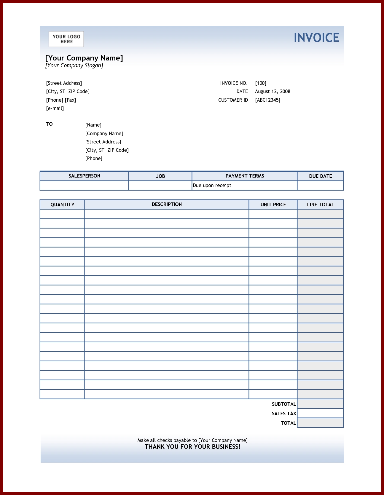 ideal simple invoice template in excel