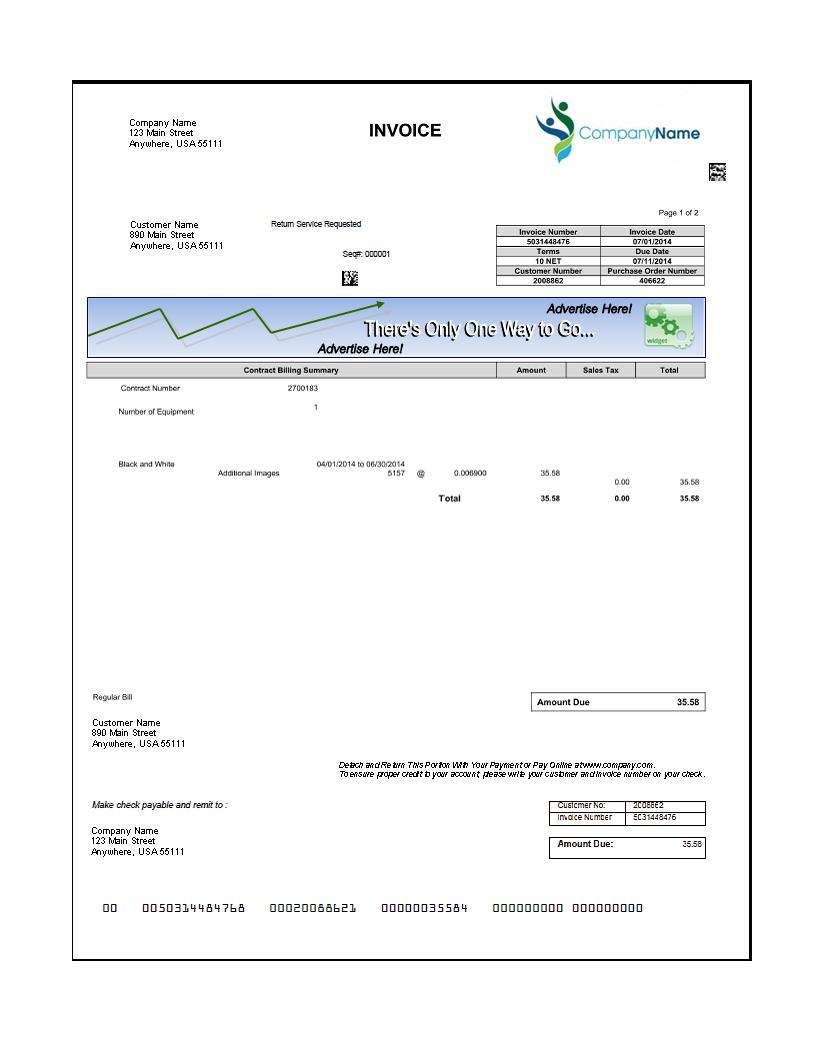 mail format for sending invoice to customer