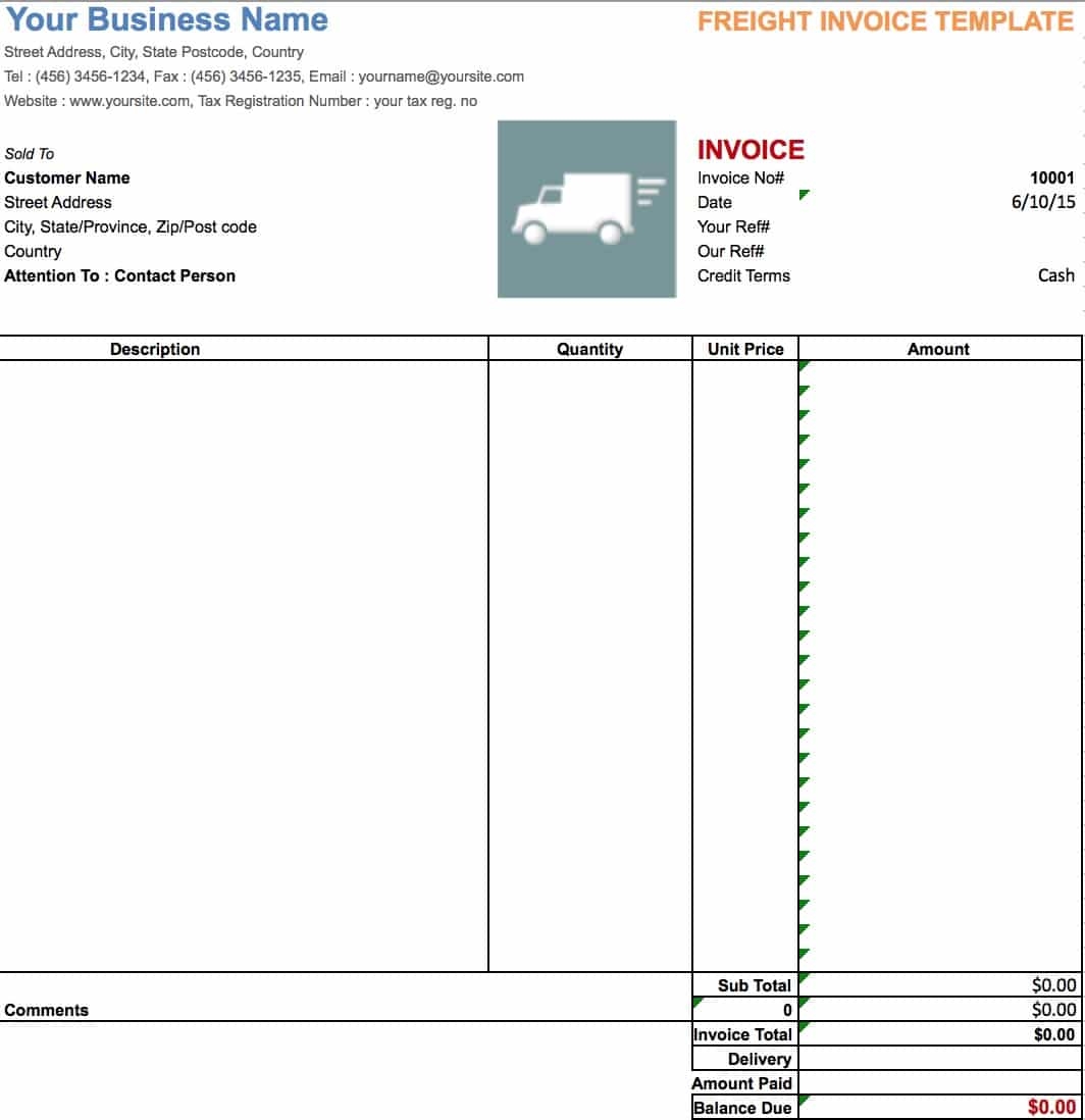 free freighttrucking invoice template excel pdf word doc transport invoice template
