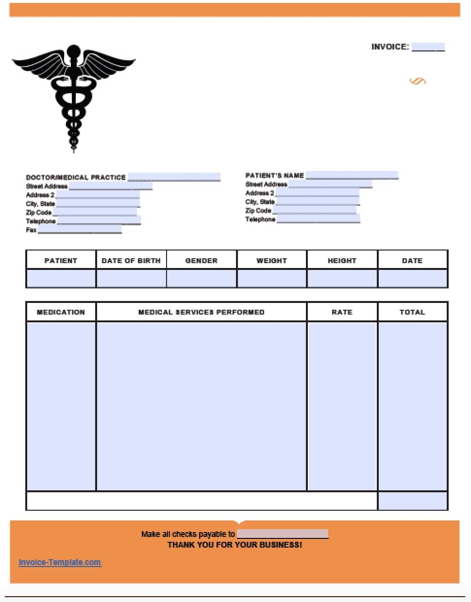free medical invoice template excel pdf word doc medical invoice template word