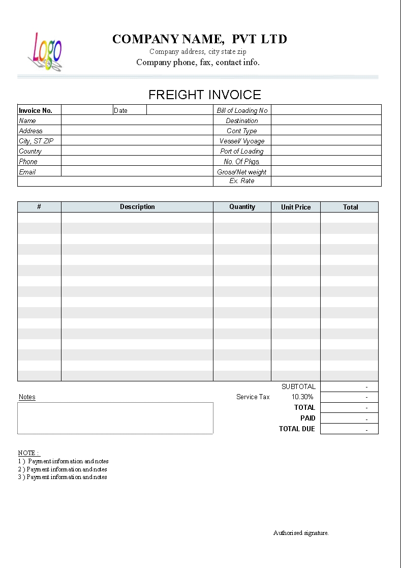 freight invoice template uniform invoice software freight invoice template