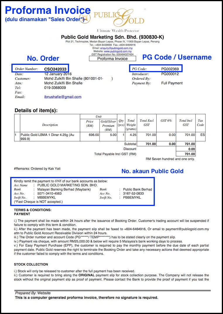 Contoh Proforma Invoice * Invoice Template Ideas