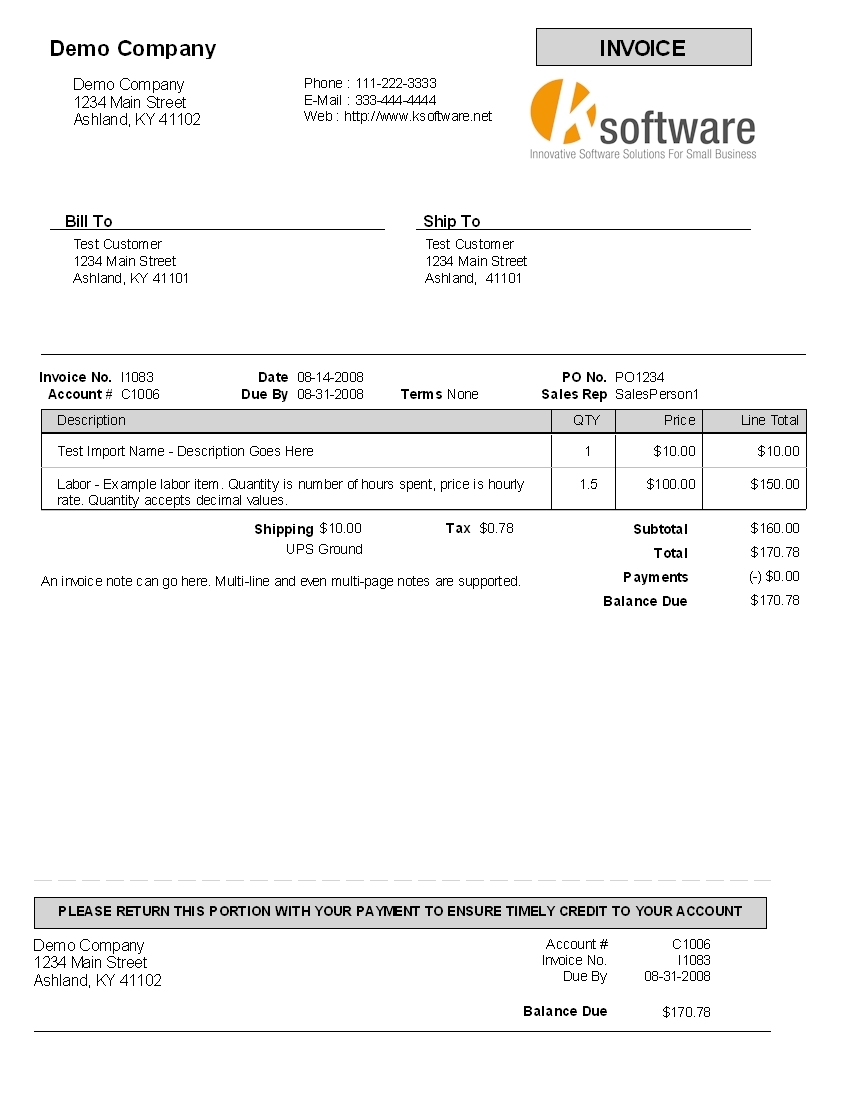 ebay invoice message sample