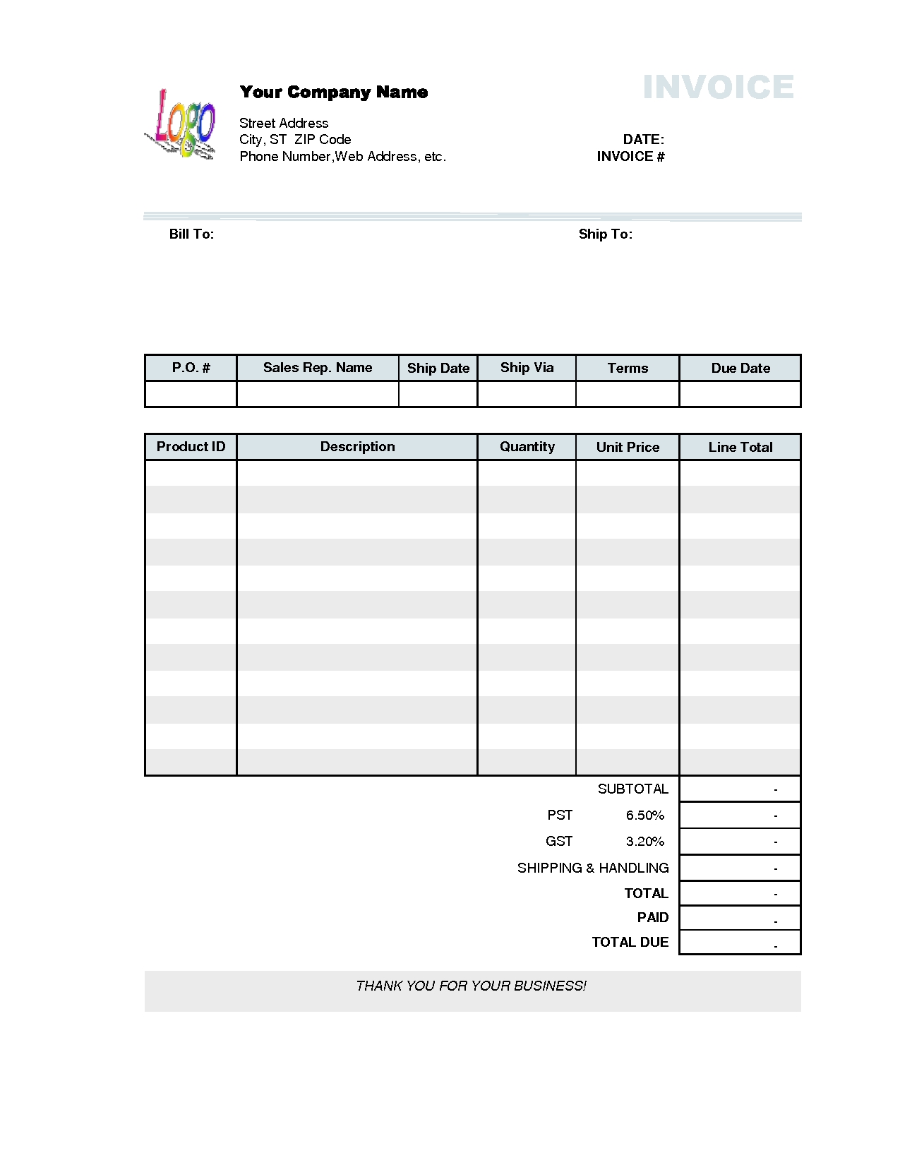 invoice template printable free