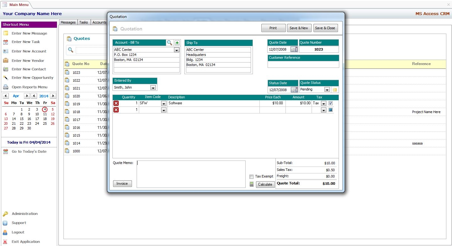 simple invoice template access