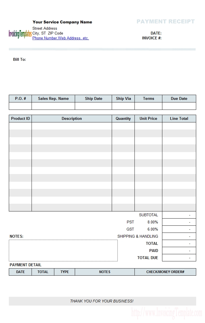 payment receipt template invoice and receipt template