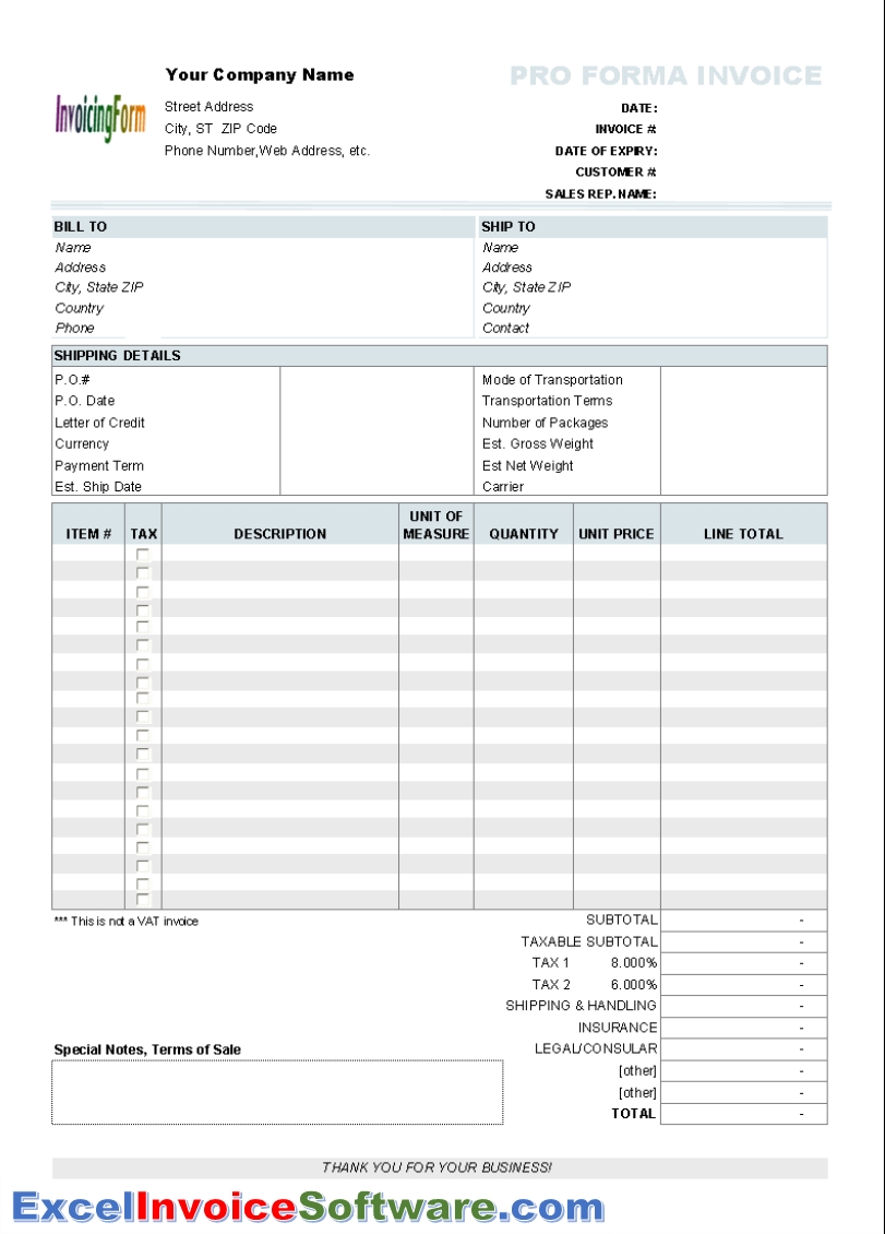 printable invoice template free proforma invoice template for microsoft invoice software