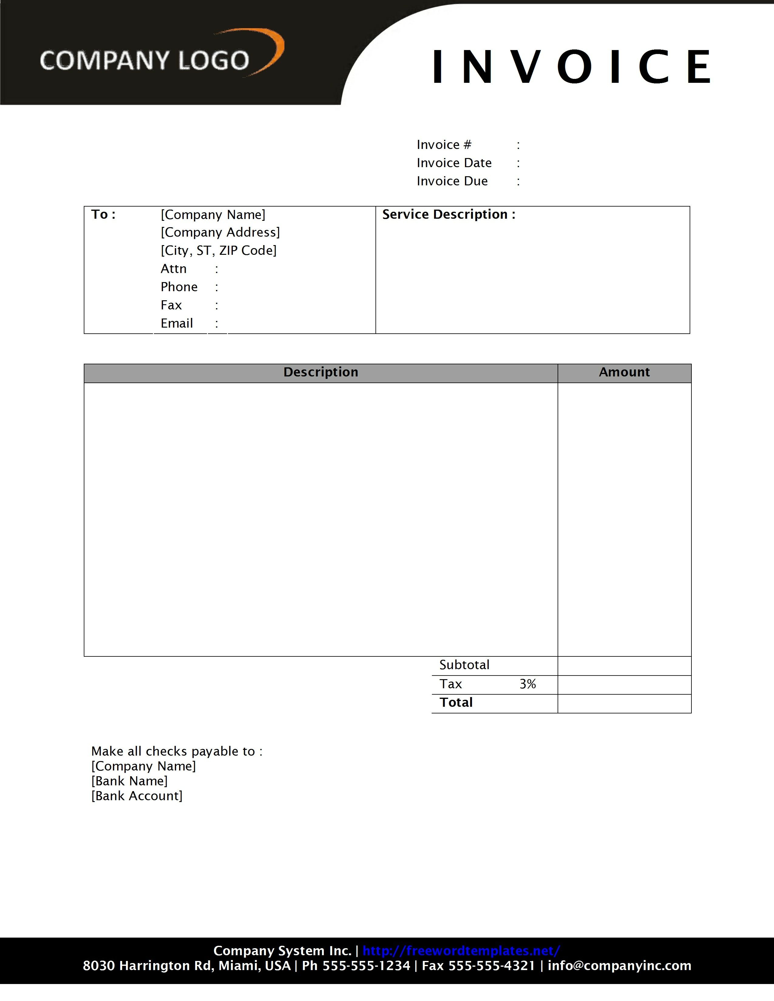 invoices for word