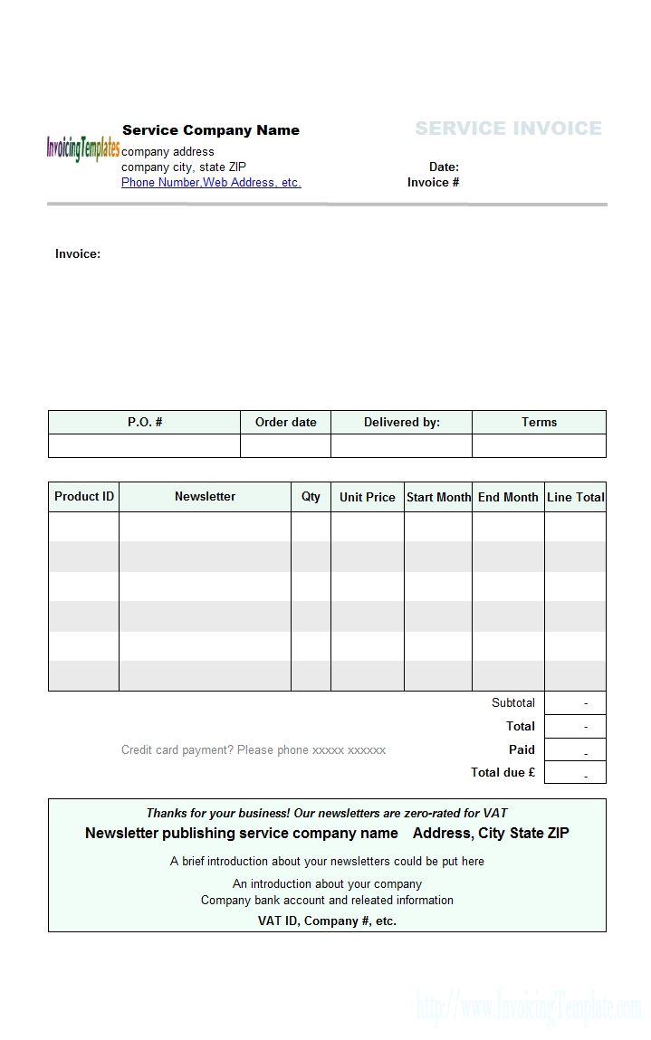rental invoicing template property management invoice