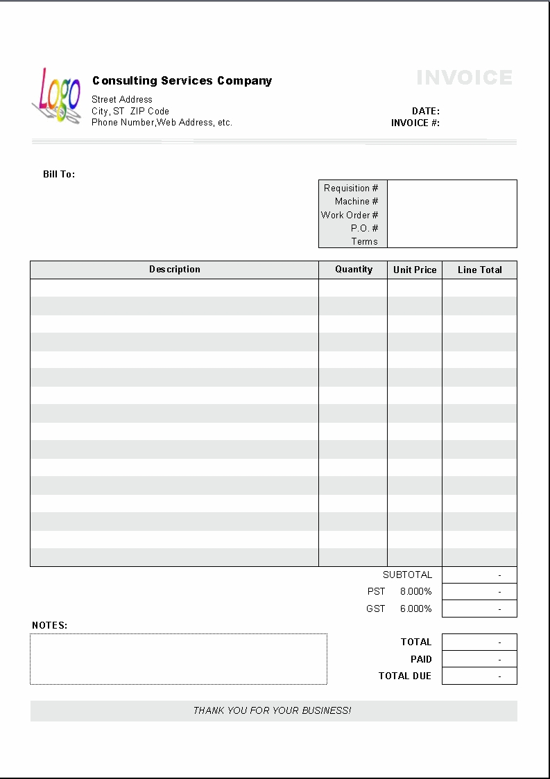 invoice for contract work template