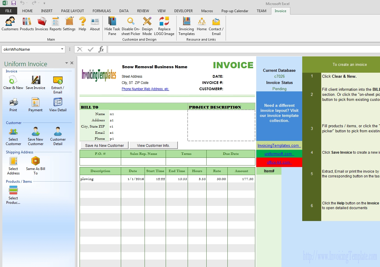 snow removal billing format snow removal invoice