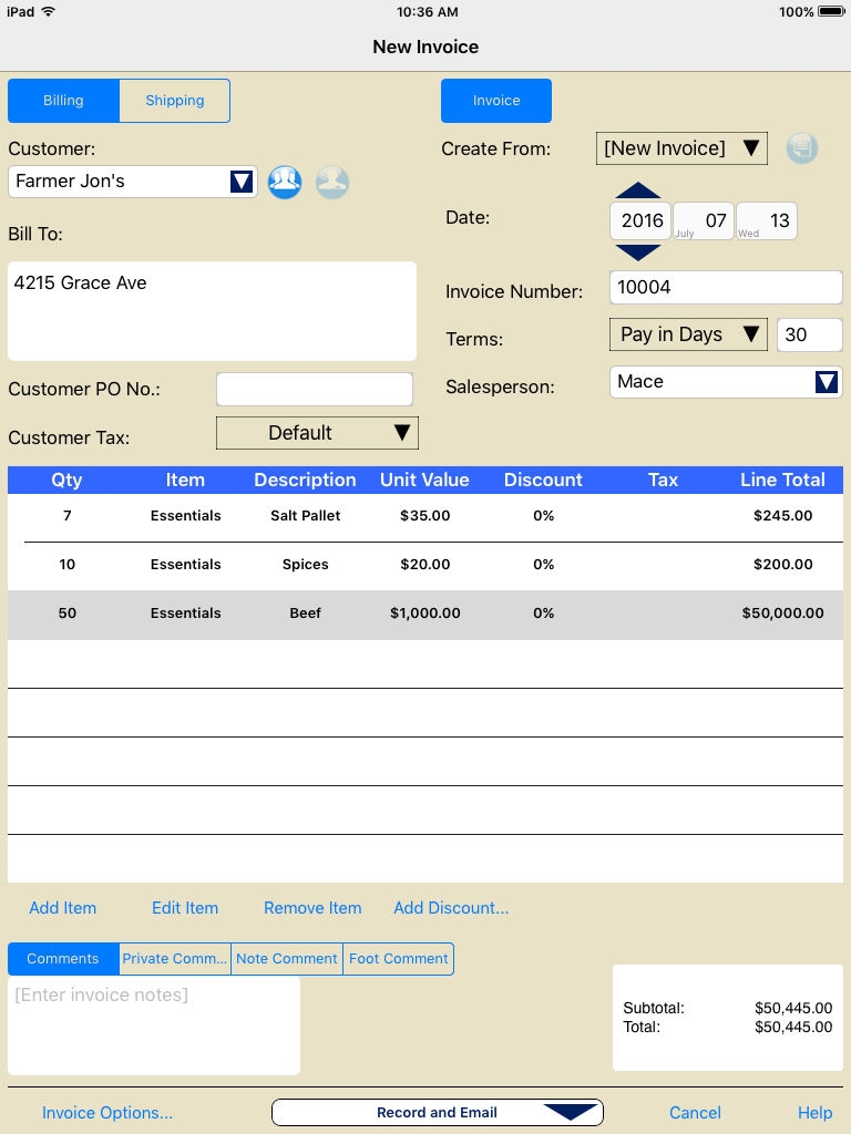 express invoice invoicing software free version