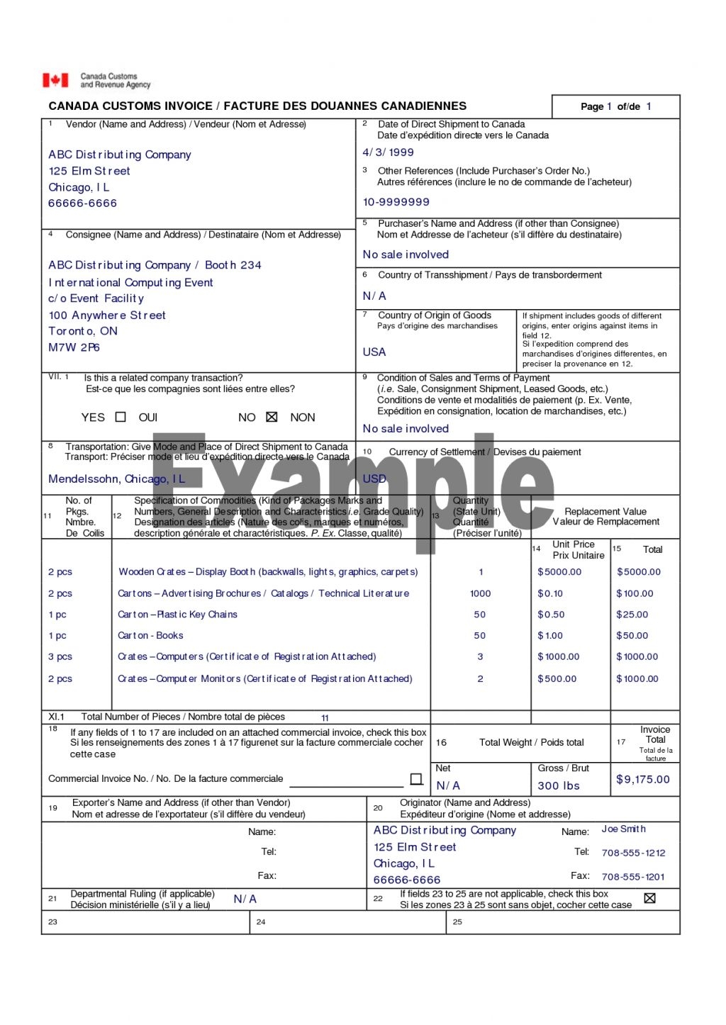 Fillable Canada Customs Invoice Invoice Template Ideas 2905