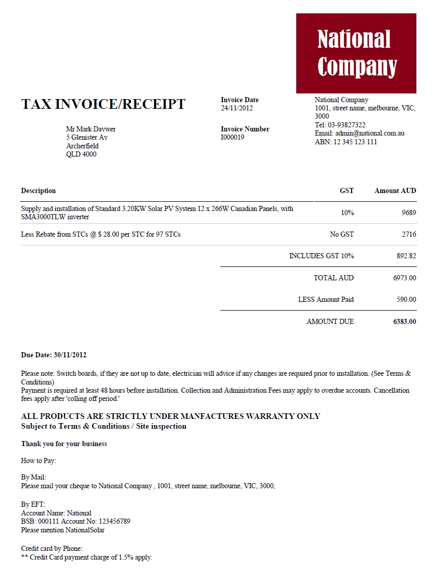 outstanding invoices and receipts template