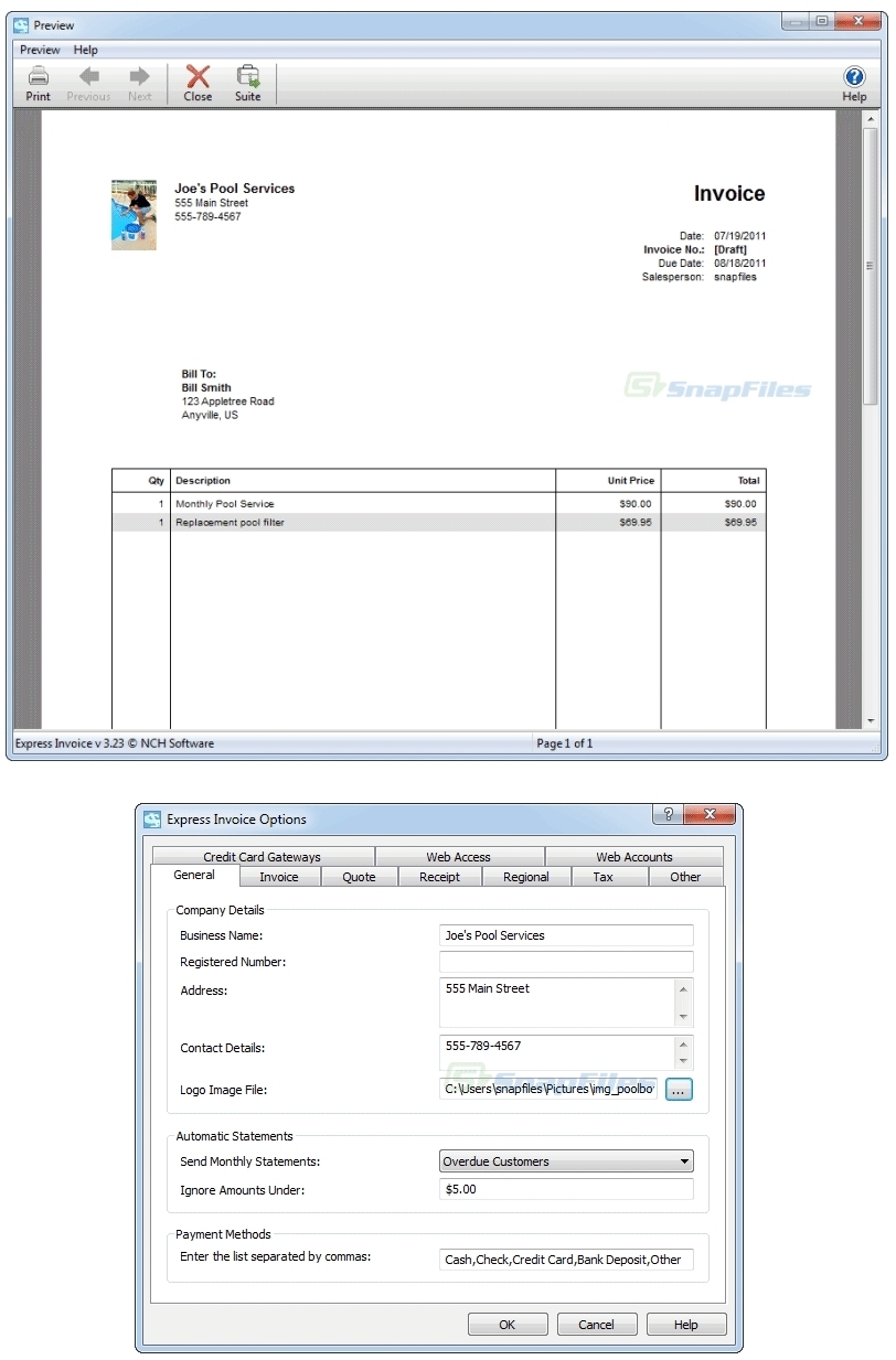 express invoice registration code