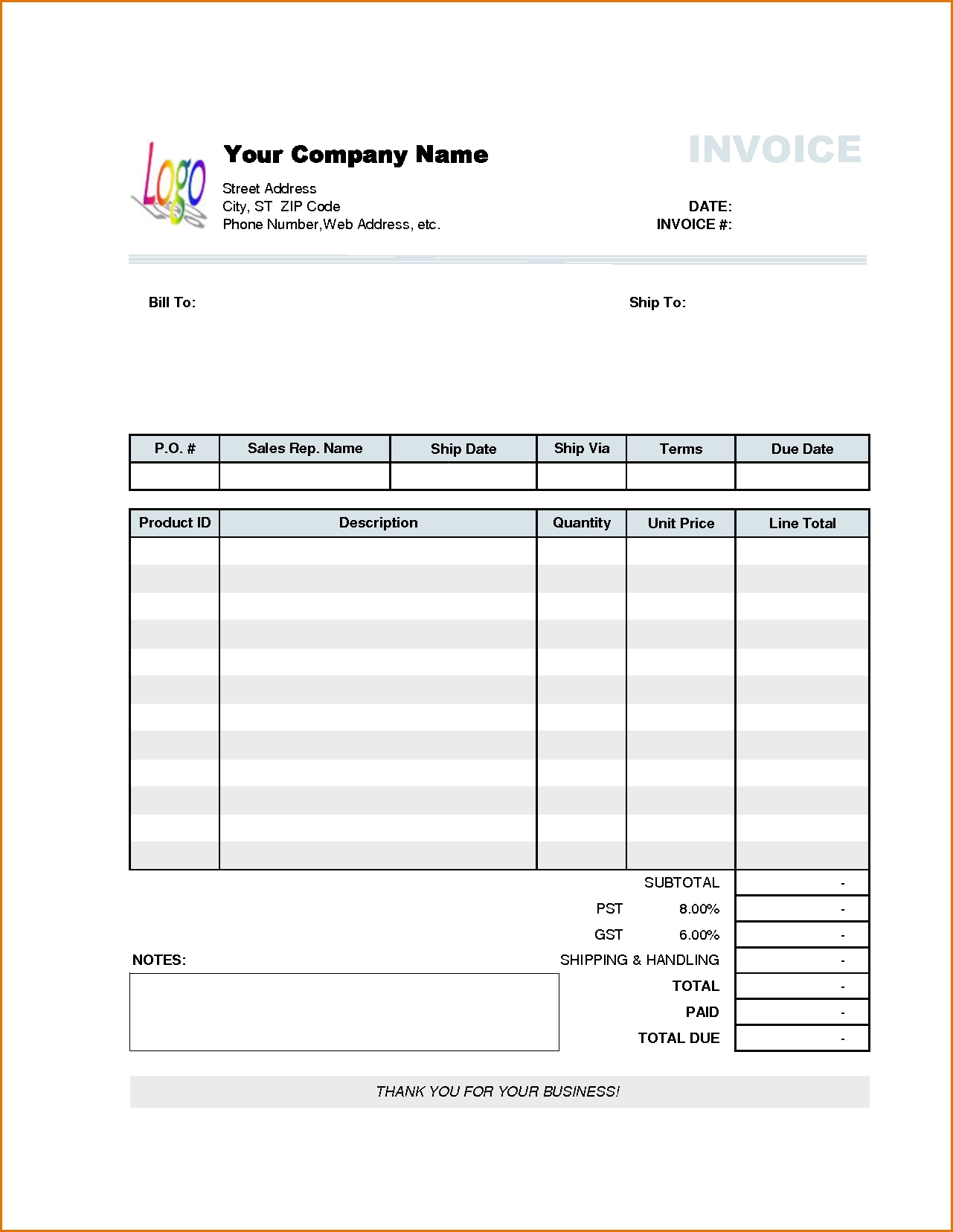 Cash Sale Invoice Template Invoice Template Ideas