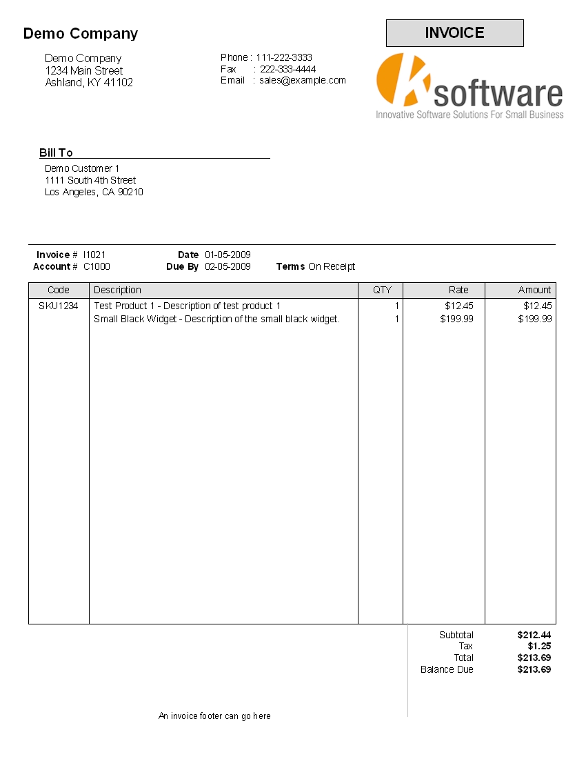 kbilling help invoice service template