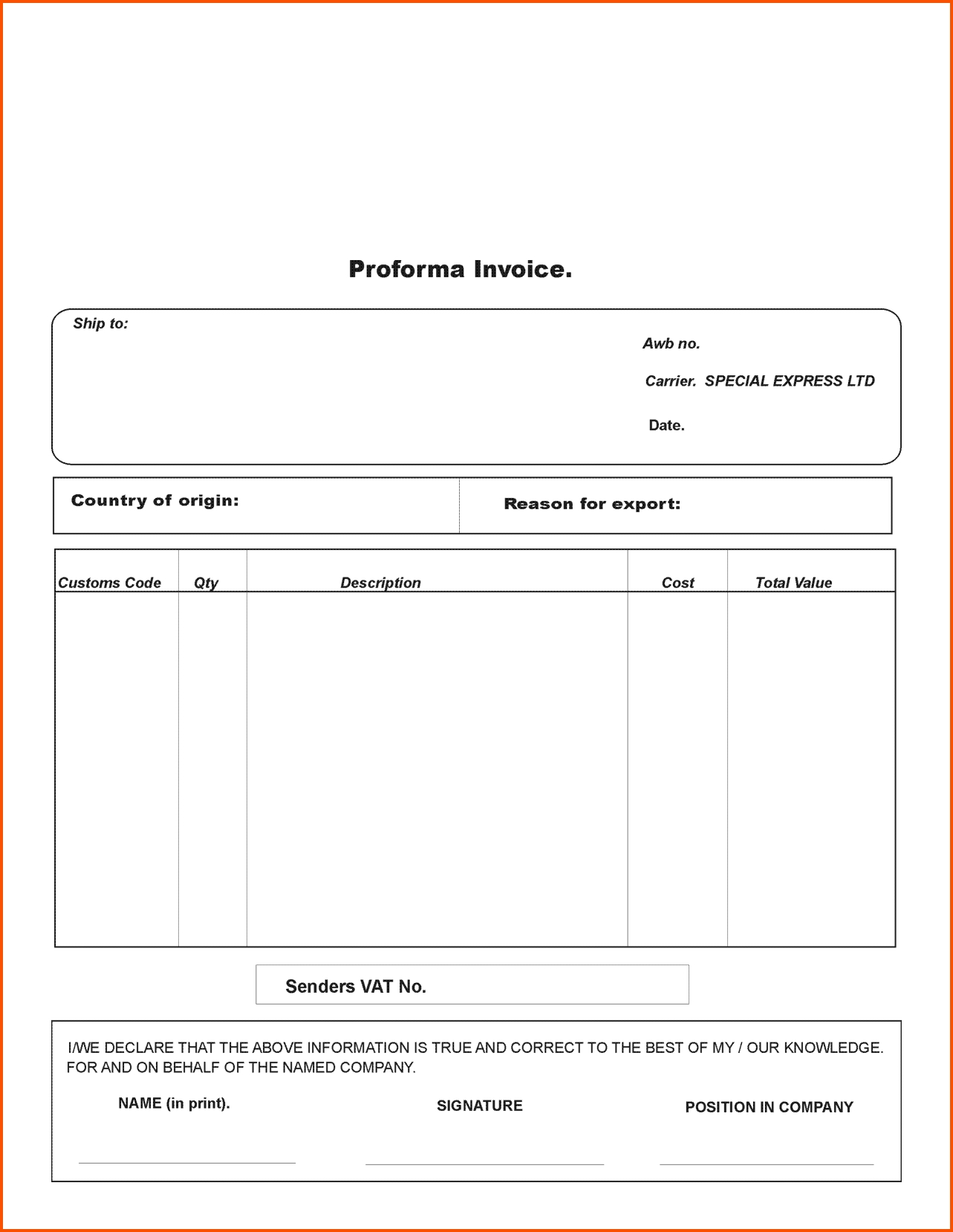 Modèle Facture Proforma Gratuit