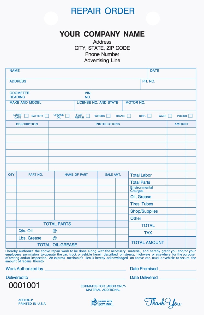 free automotive repair invoice software