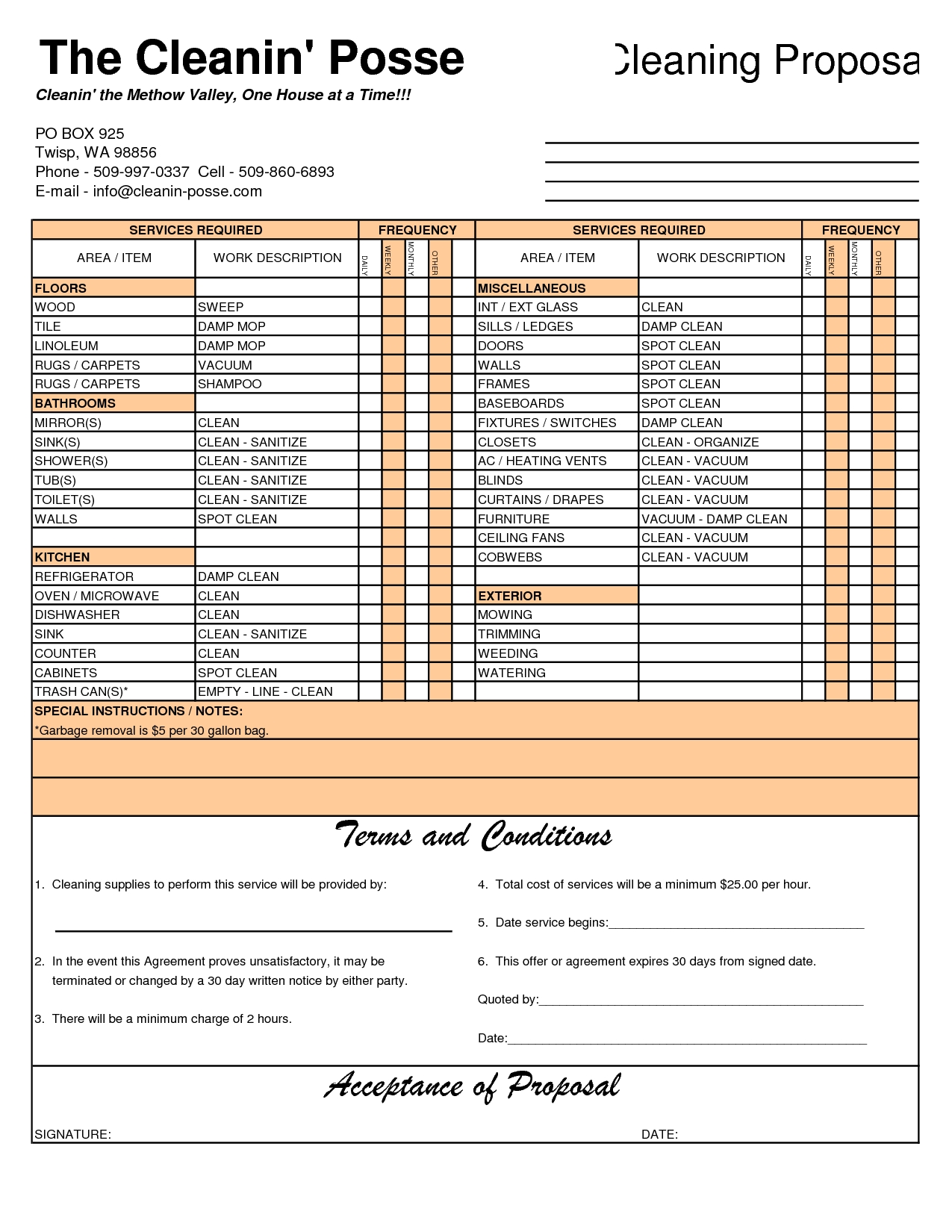 cleaning services invoice template free