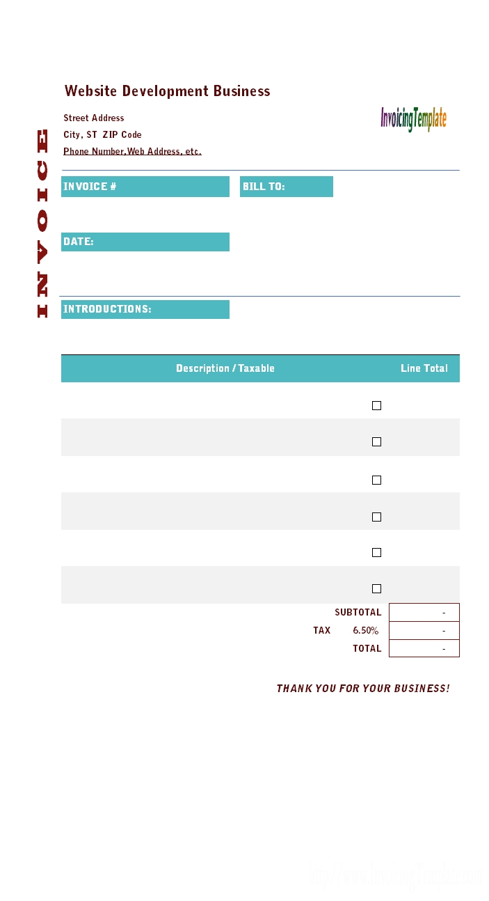 free web design invoice template web development invoice template