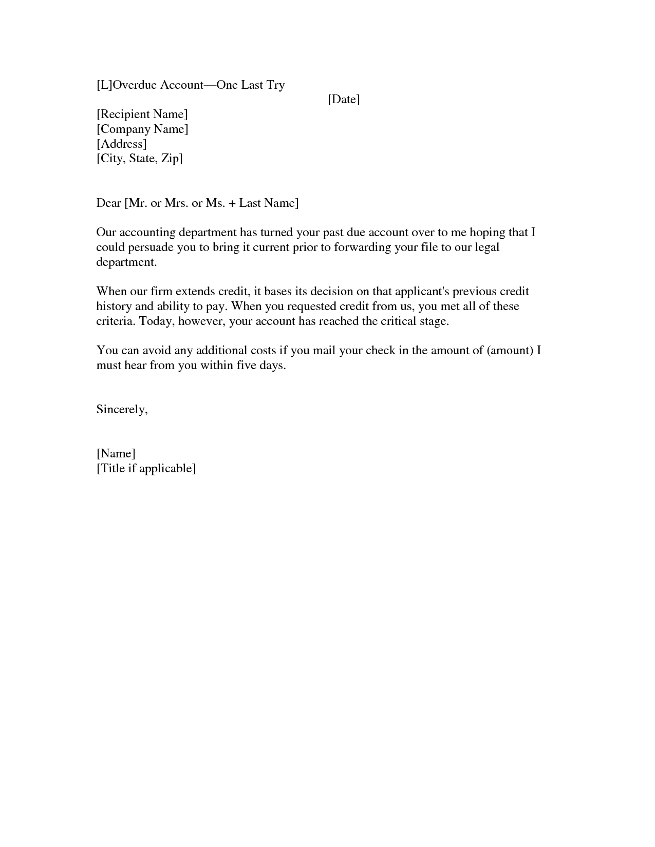 Past Due Invoice Letter Template 