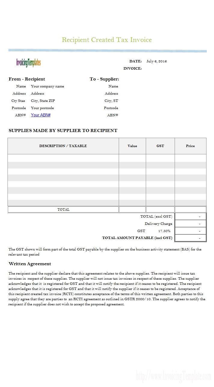 australian gst invoice template create an invoice form