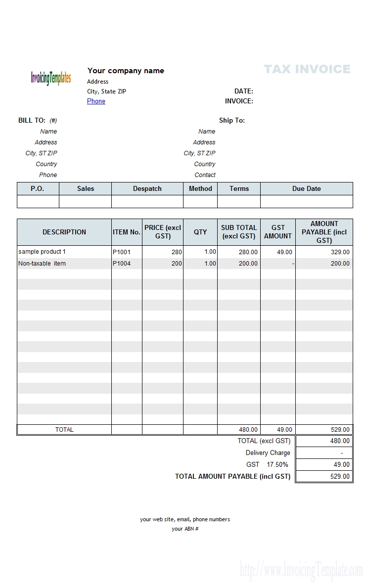 invoice format in excel download