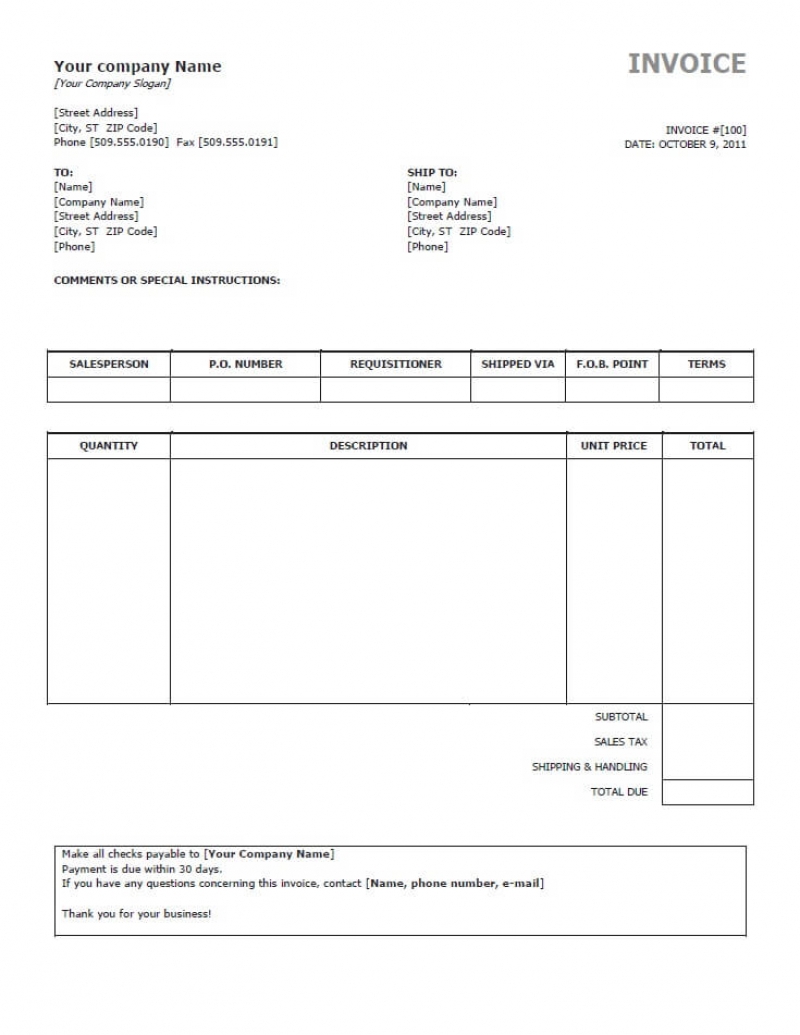 Open Office Invoice Template
