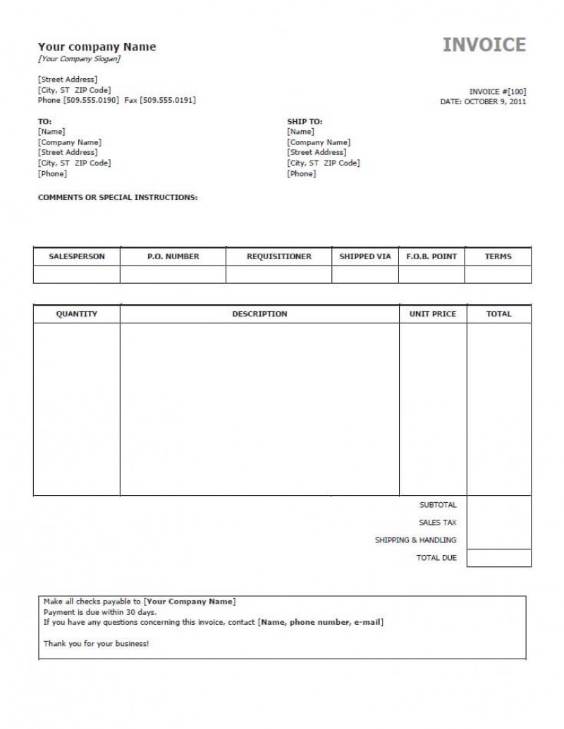 sample invoice