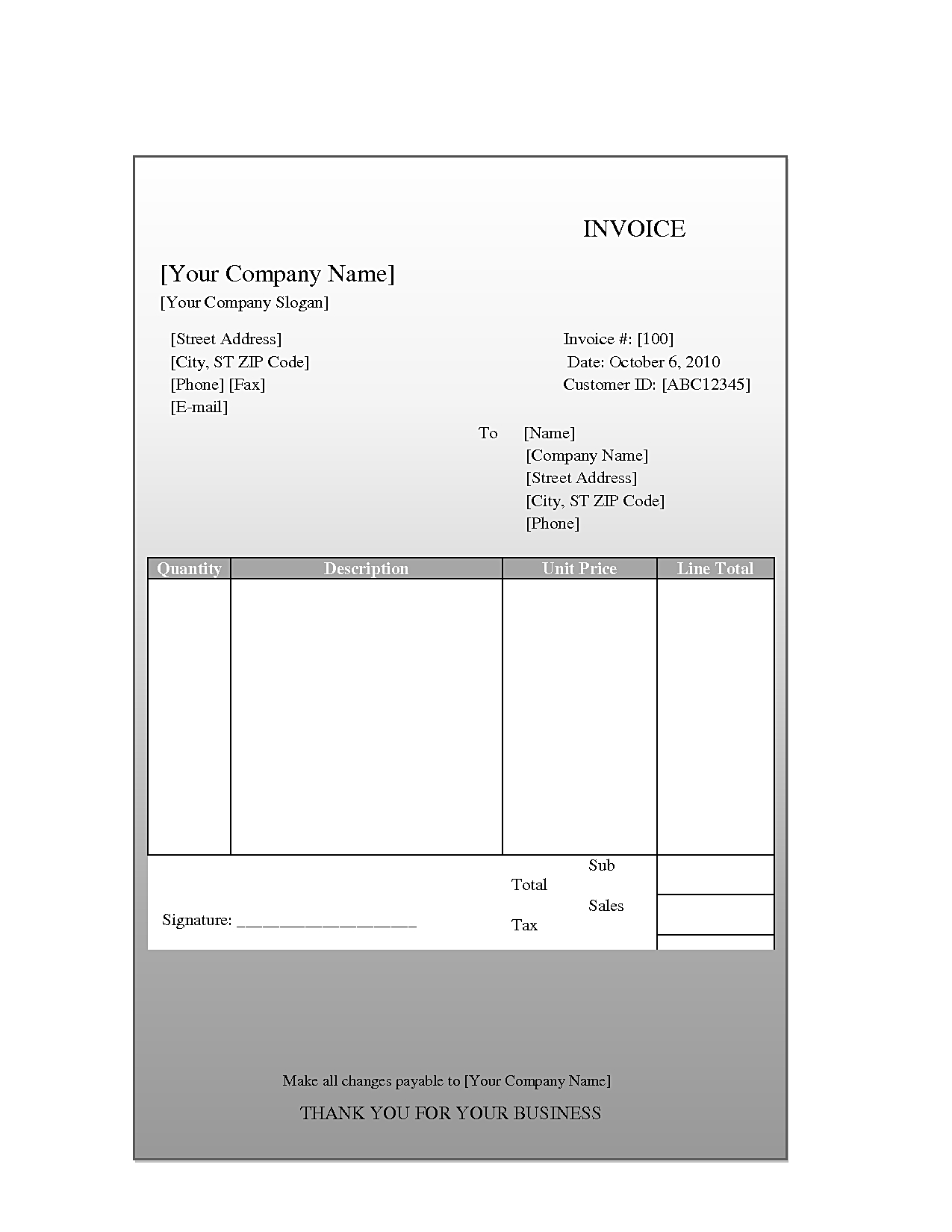 blank invoice document invoice template ideas
