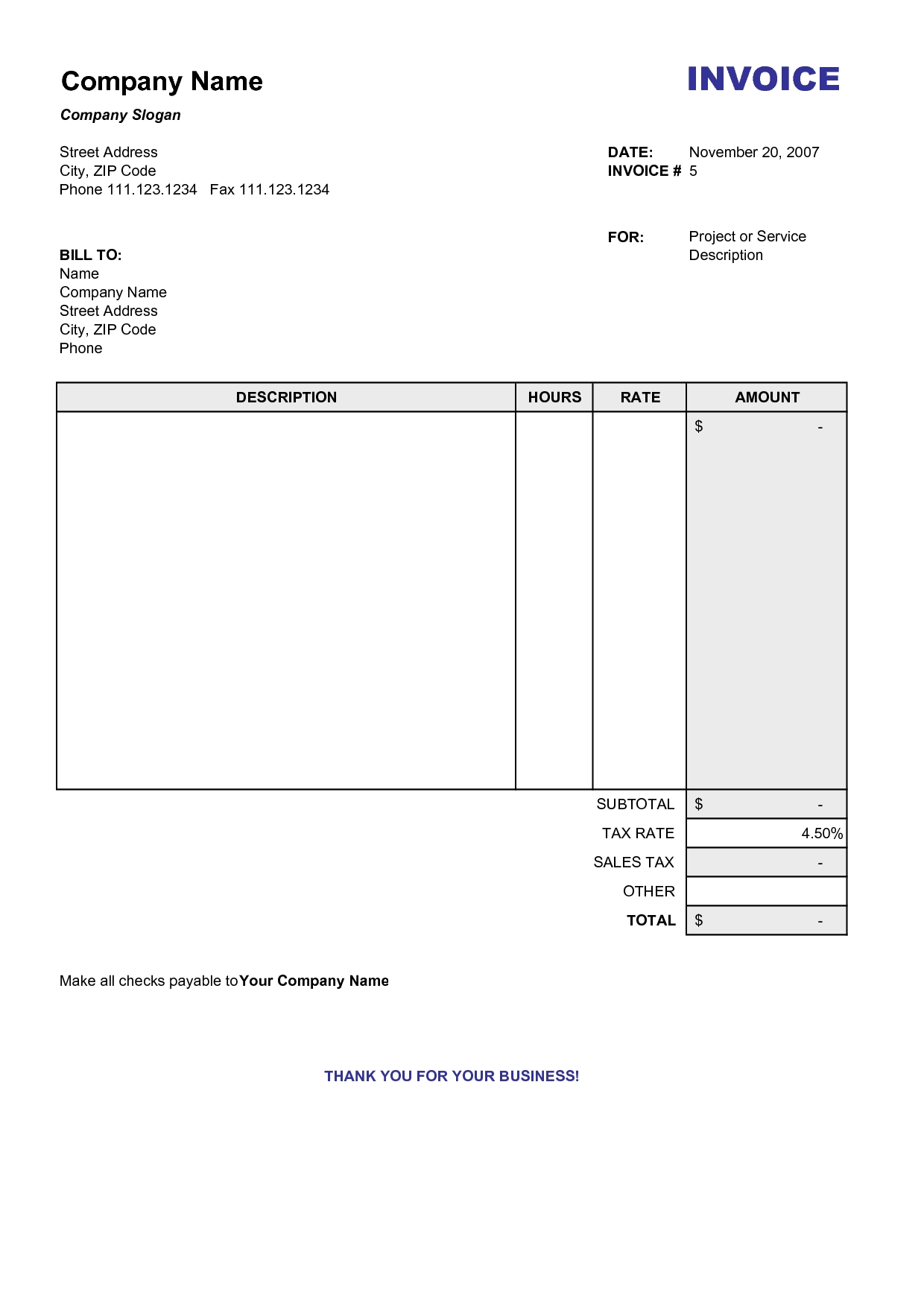 blank service invoice blankinvoice blank invoice format