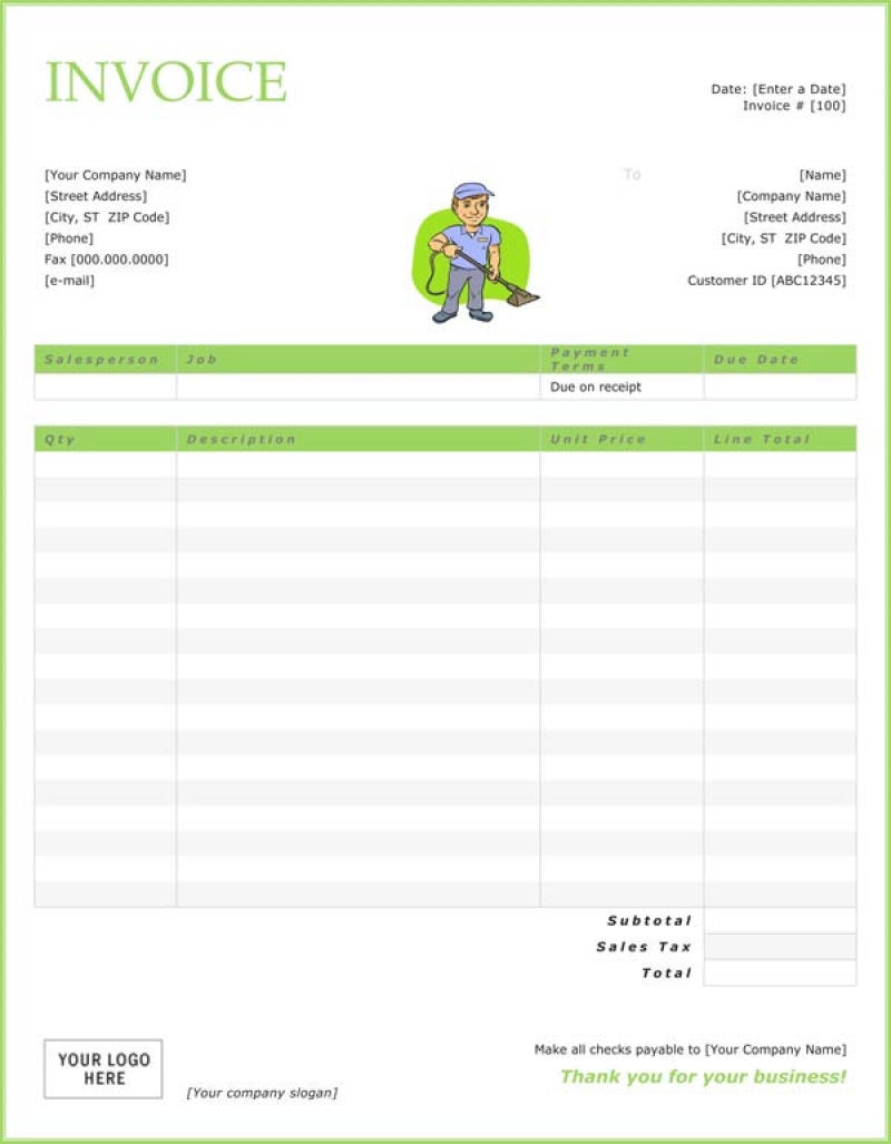 cleaning invoice template invoice template ideas