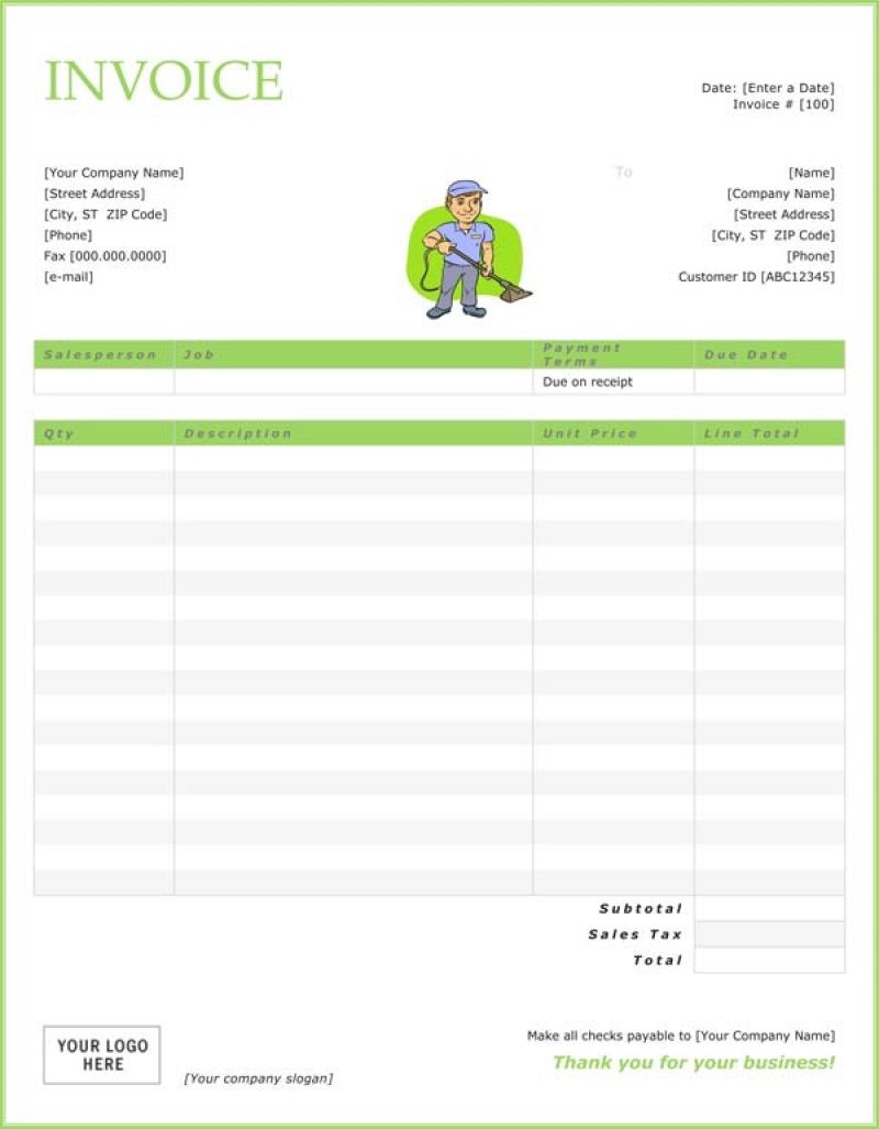 commercial cleaning invoice template free