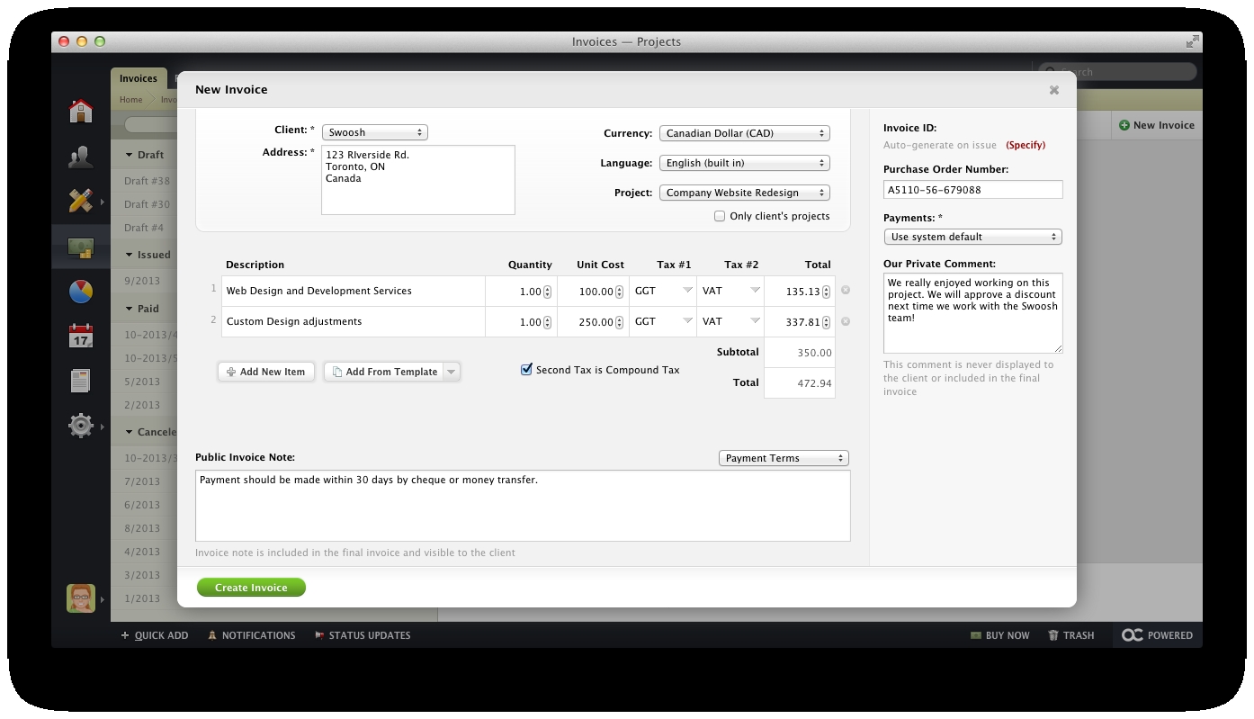creating an invoice active collab classic help create an invoice form