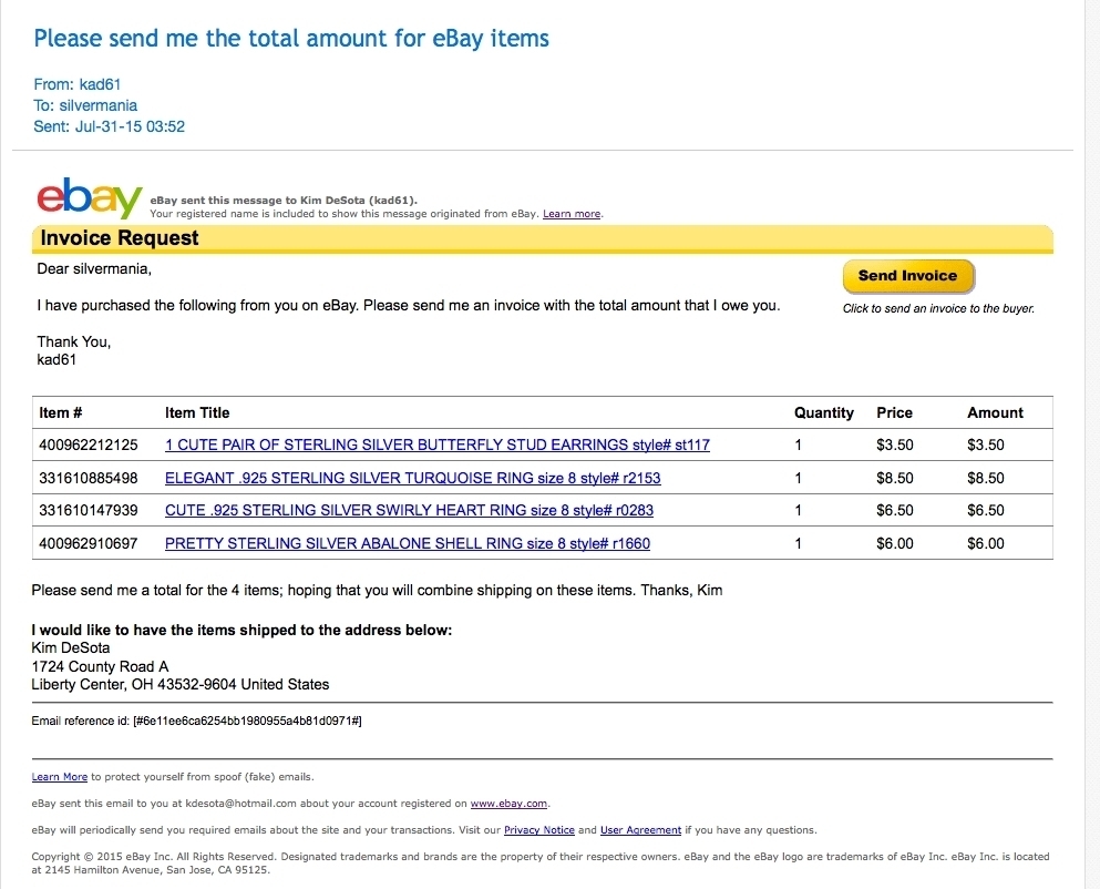 ebay invoice id search