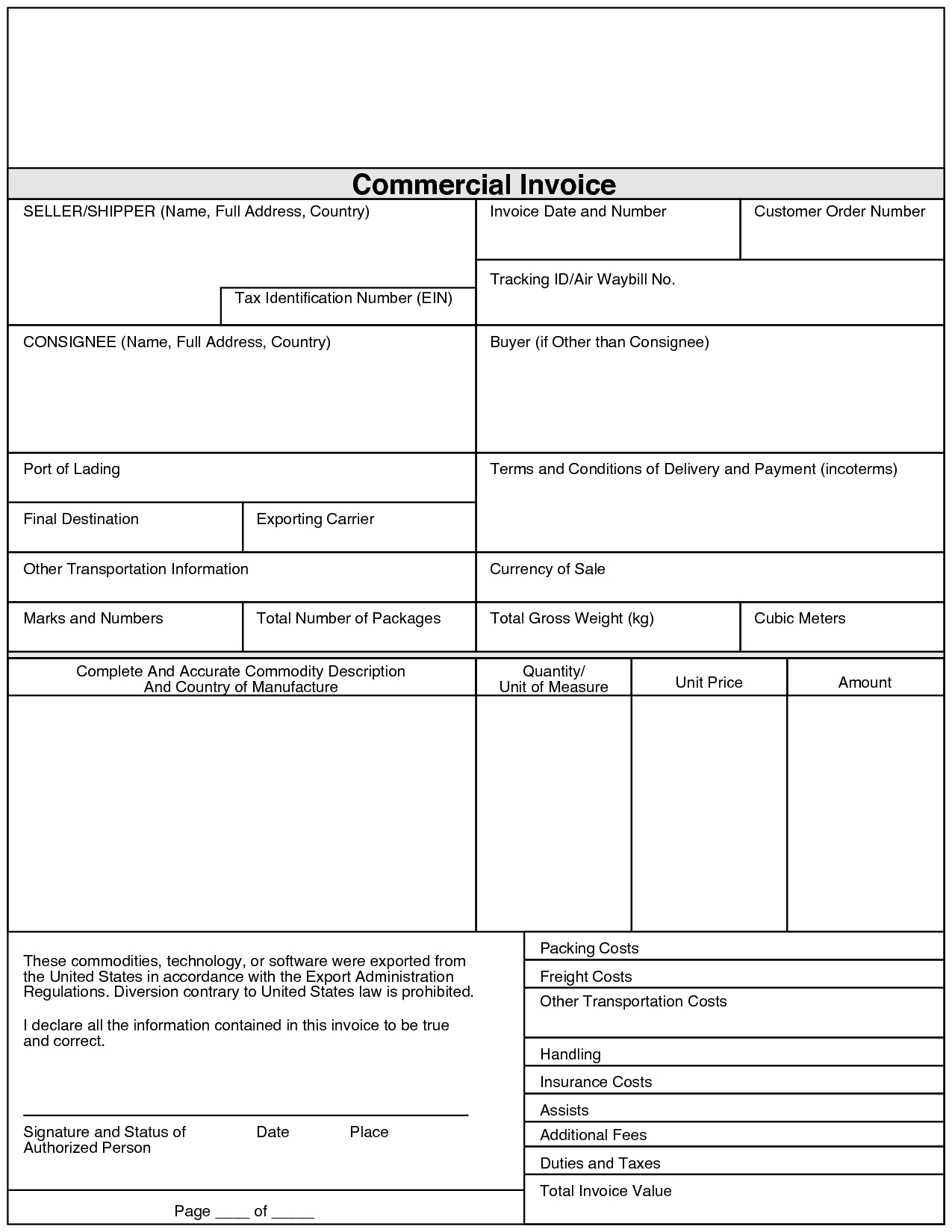 federal express commercial invoice fedex commercial invoice printable invoice template 1275 X 1650