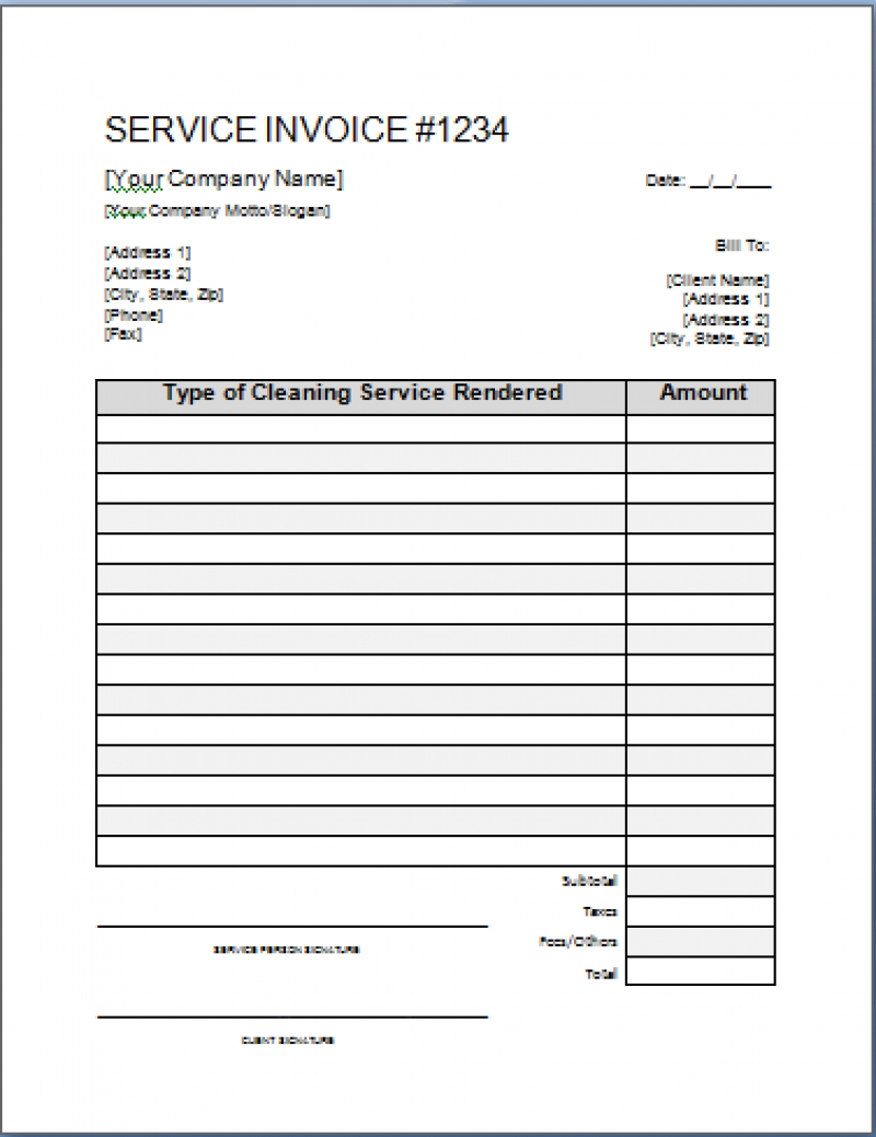 free cleaning housekeeping invoice template word pdf cleaning