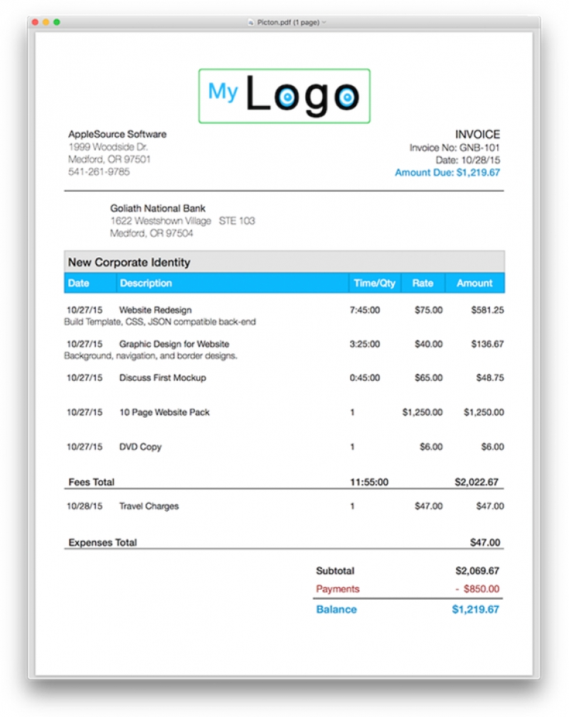 Mac Invoice Software * Invoice Template Ideas