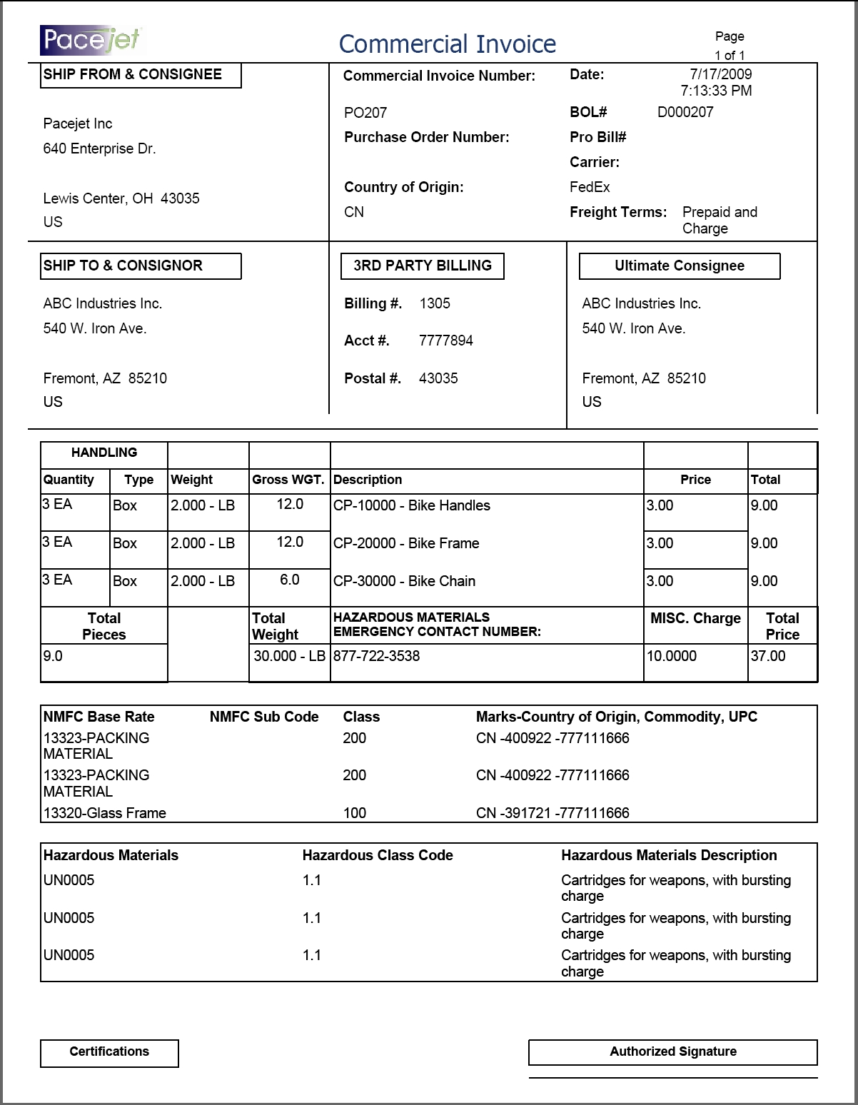 commercial invoice for export export shipping pacejet 1202 X 1548