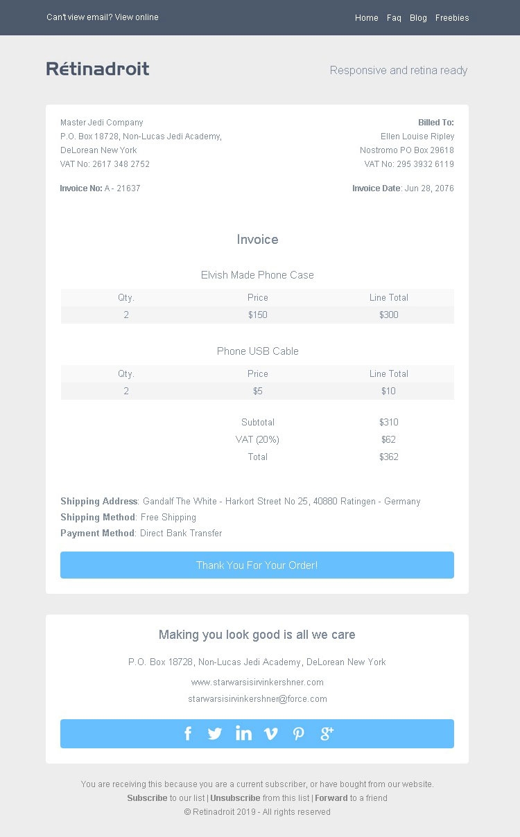 email invoice template retina ready and responsive bedros email template for invoice