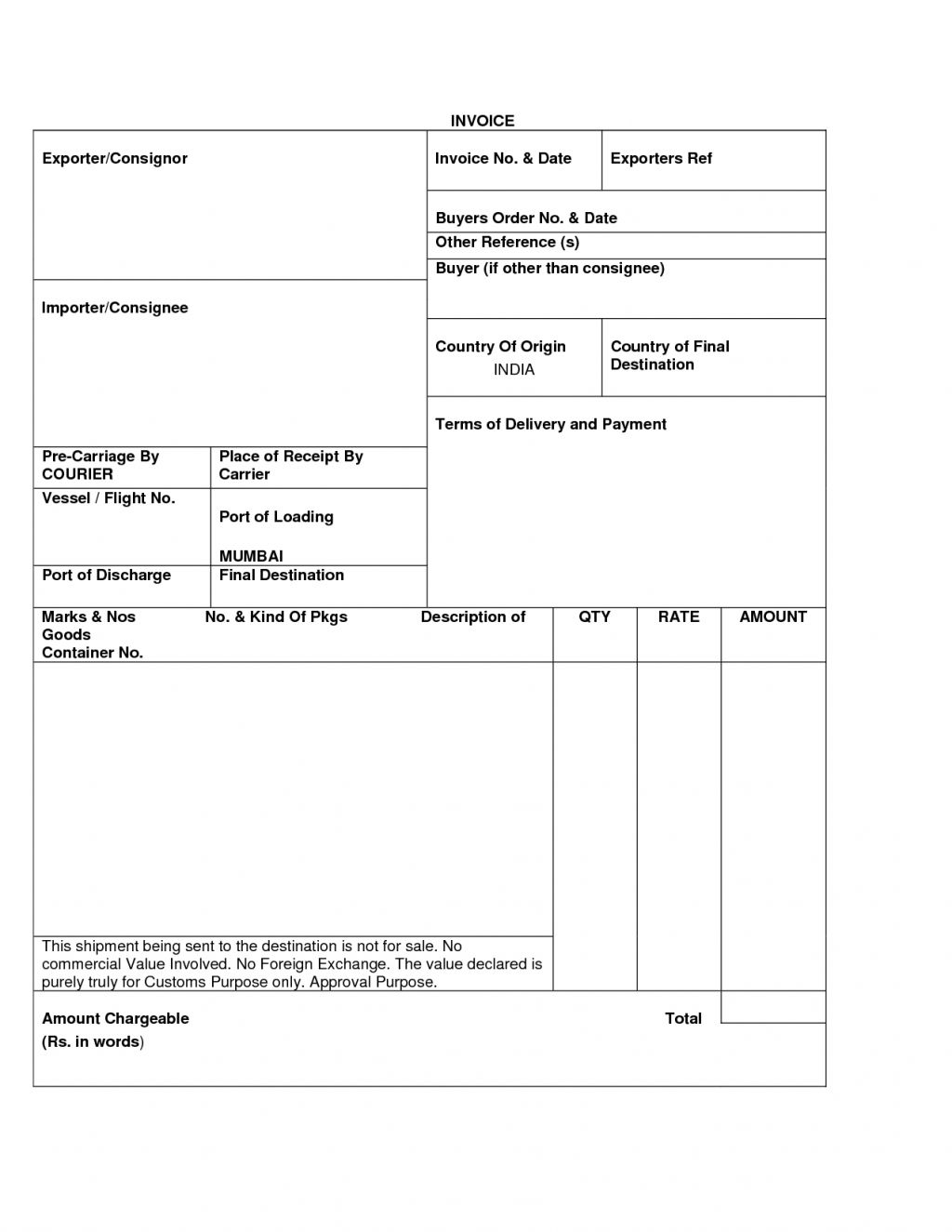 sample export invoice export invoice format invoicegenerator 1024 format of export invoice