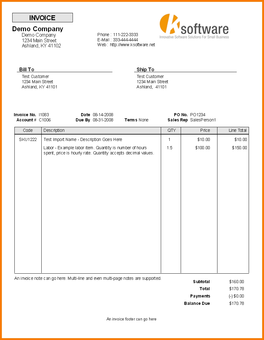 invoice definition example