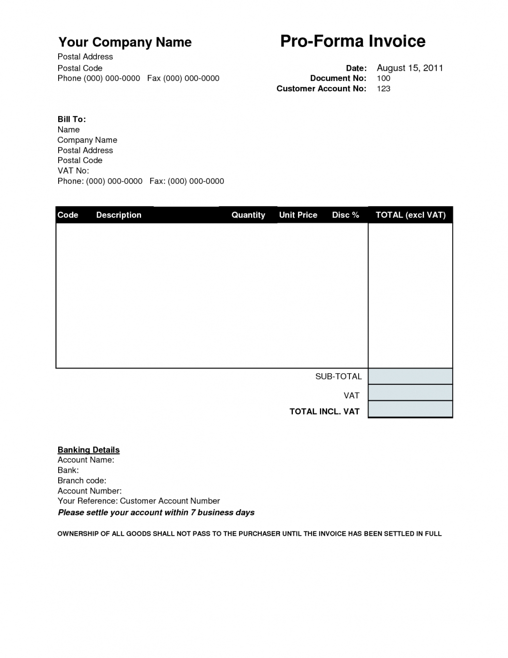 Simple Proforma Invoice Template Invoice Template Ideas