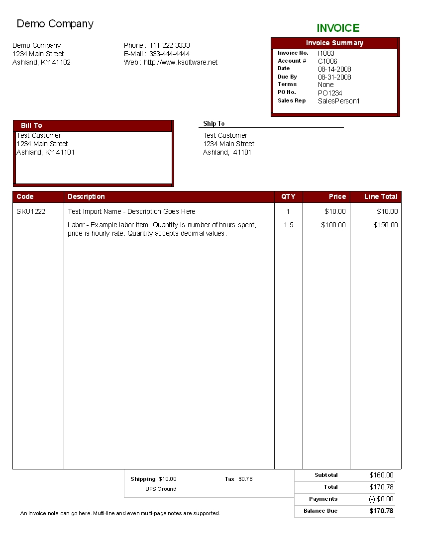 express invoice professional