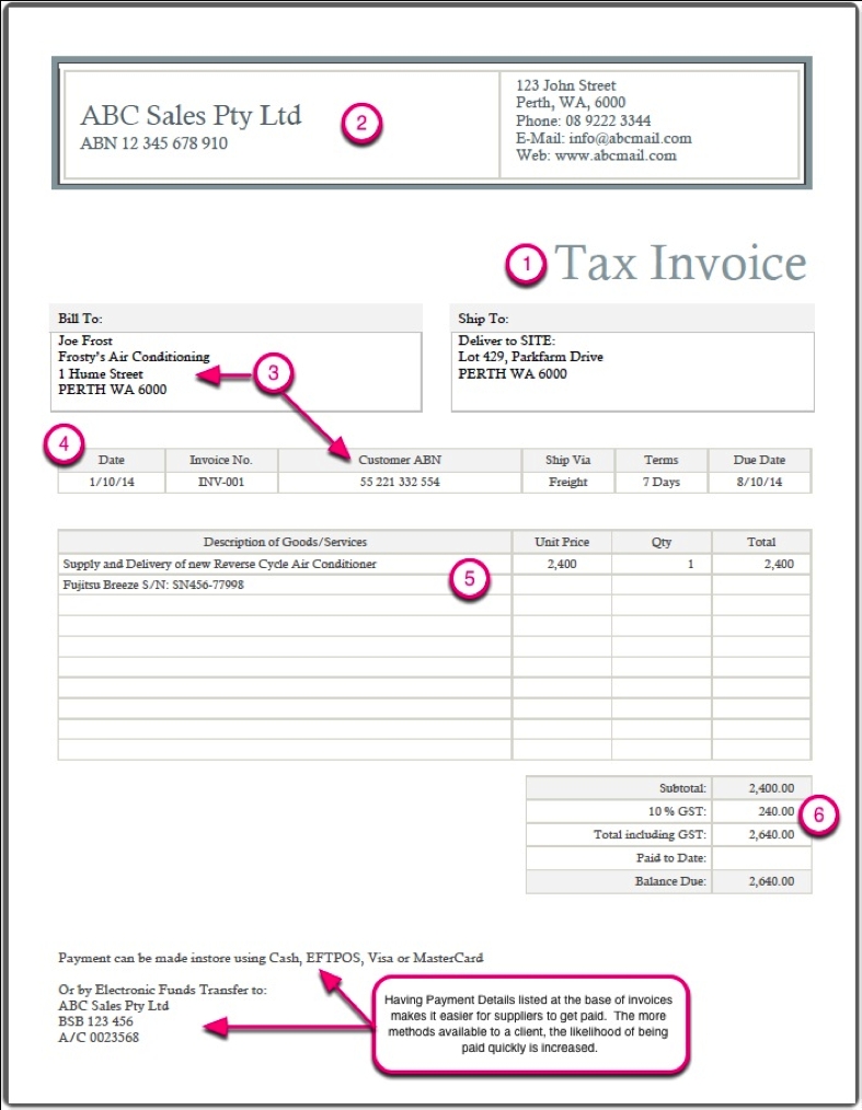 Tax Invoice Ato Invoice Template Ideas 6315