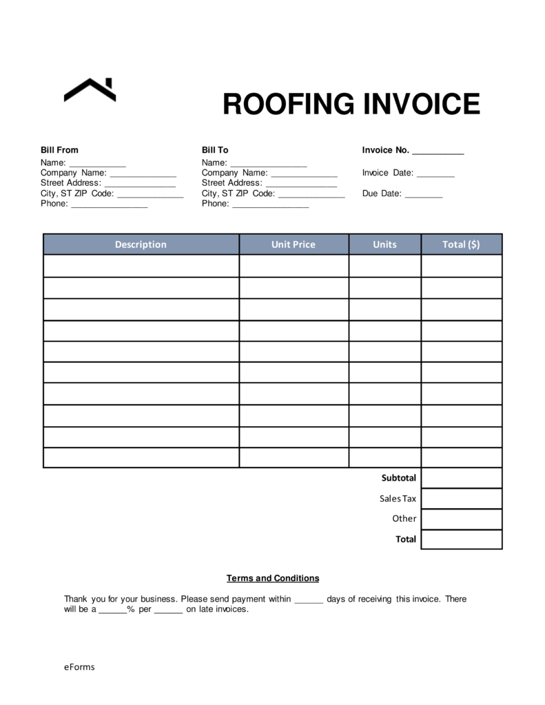 free roofing invoice template word pdf eforms free roofing invoice sample