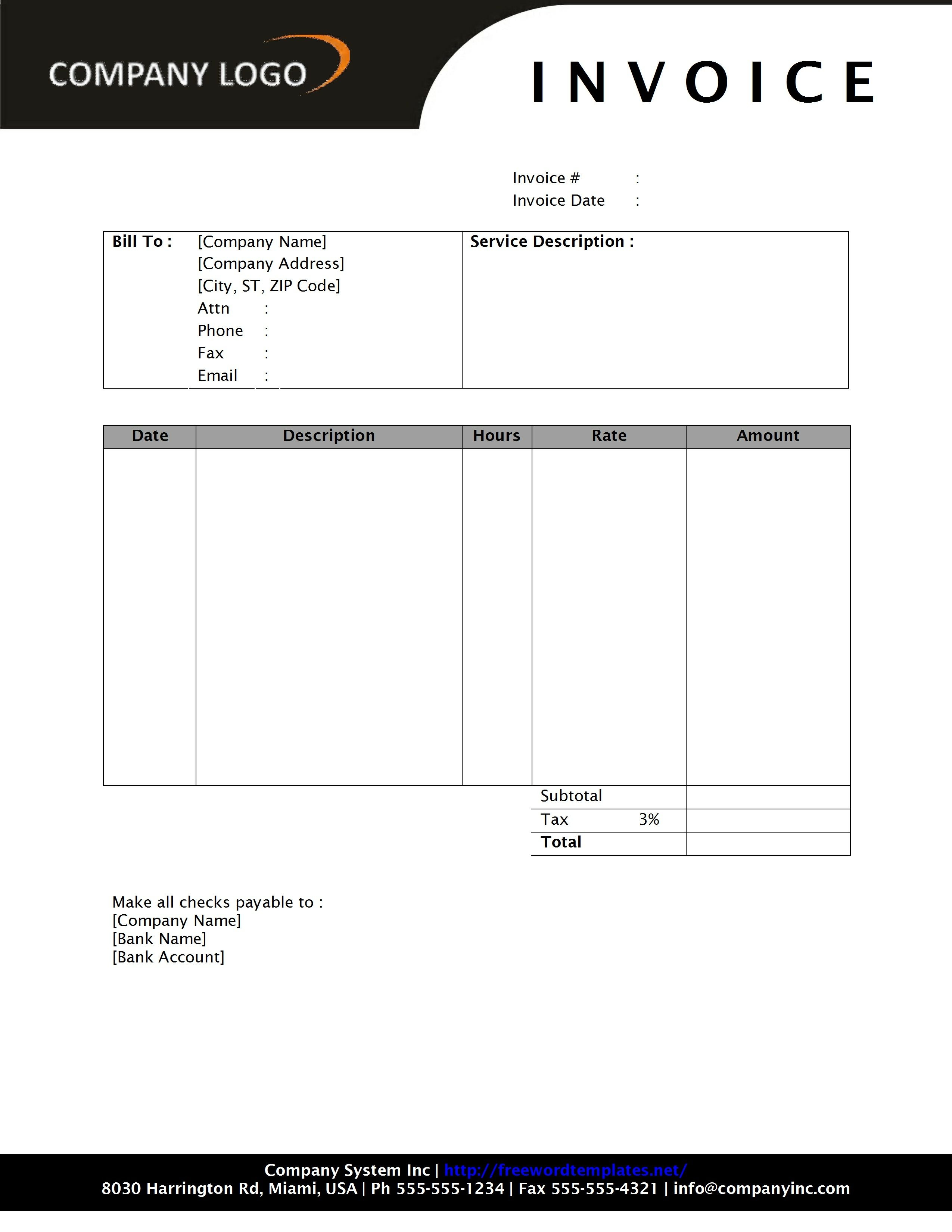 word document blank invoice template