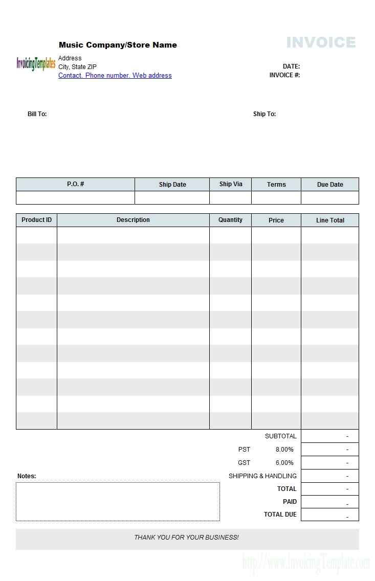 Musician Invoice Template * Invoice Template Ideas